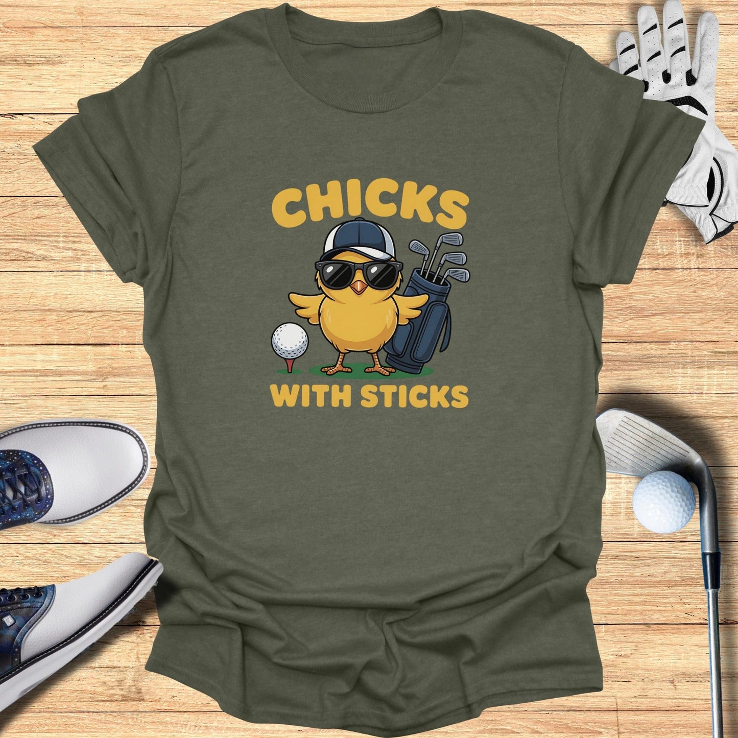 Chicks With Sticks T-Shirt - Funny Golf Tee by Swing Epic