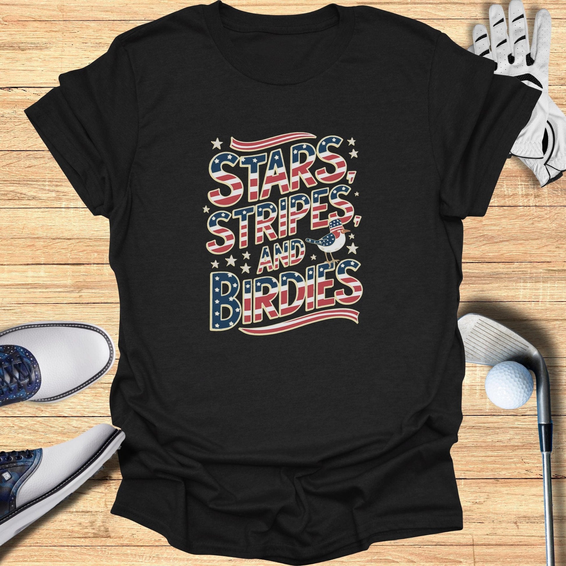 Stars Stripes And Birdies TShirt - Funny Golf Tee by Swing Epic