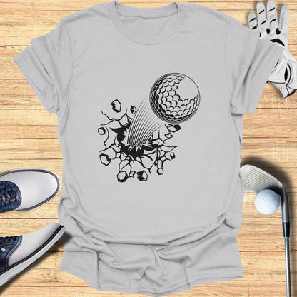 Golf Ball Breaking Through Wall Graphic Tee