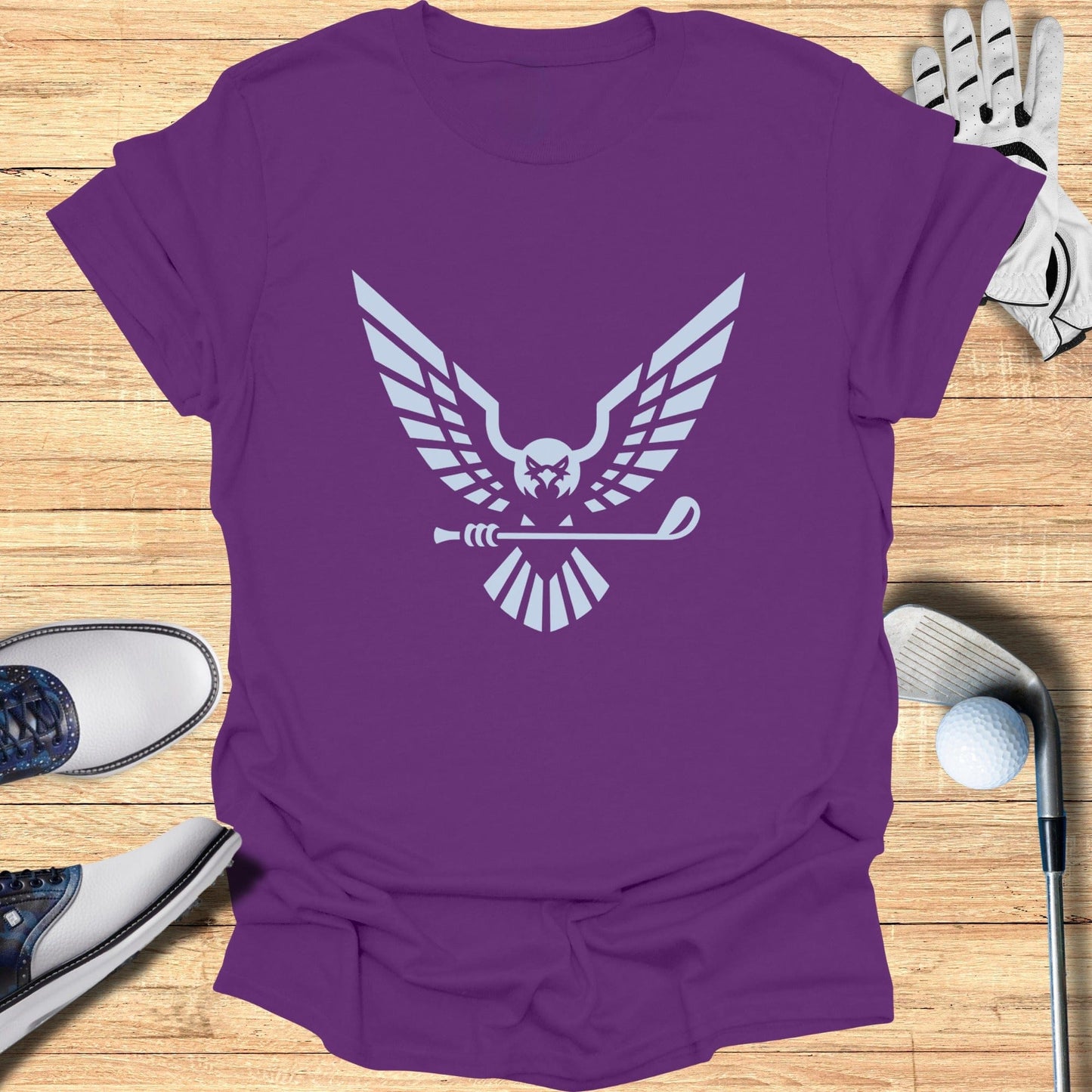 Purple Tee with Large Eagle Icon Golf Graphic Design