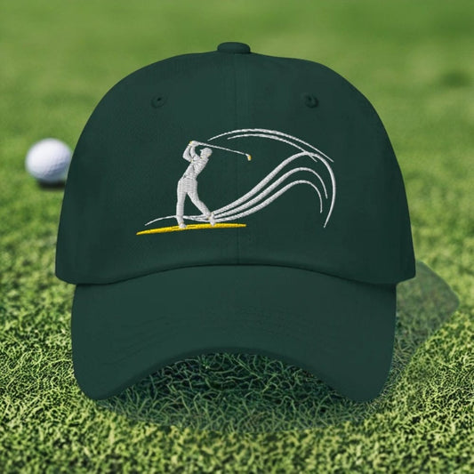 Swing Into Action Dynamic Design Embroidered Golf Cap - Funny Golf Tee by Swing Epic