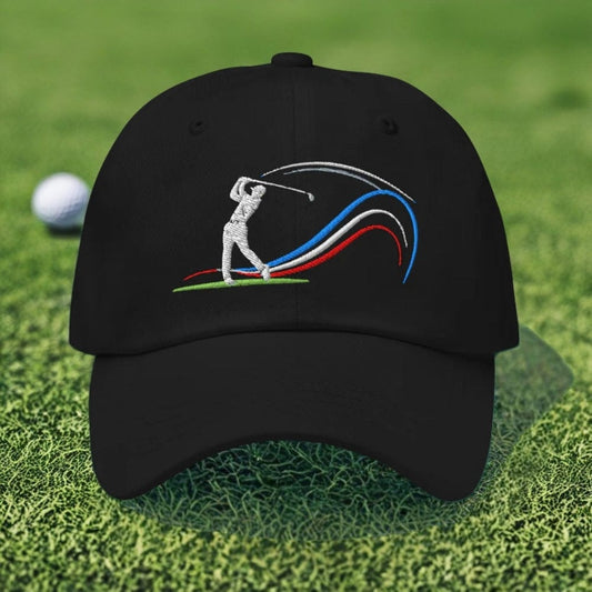 Swing Into Action Dynamic Design Embroidered Golf Cap - Funny Golf Tee by Swing Epic