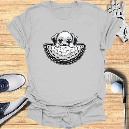 Cute Puppy in Golf Ball Graphic Tee Shirt