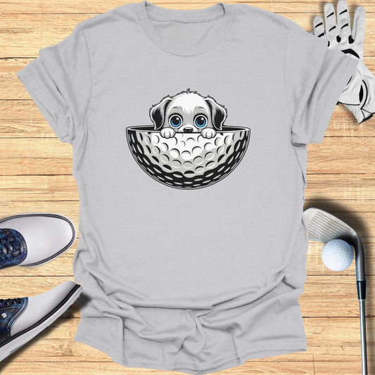 Cute Puppy in Golf Ball Graphic Tee Shirt