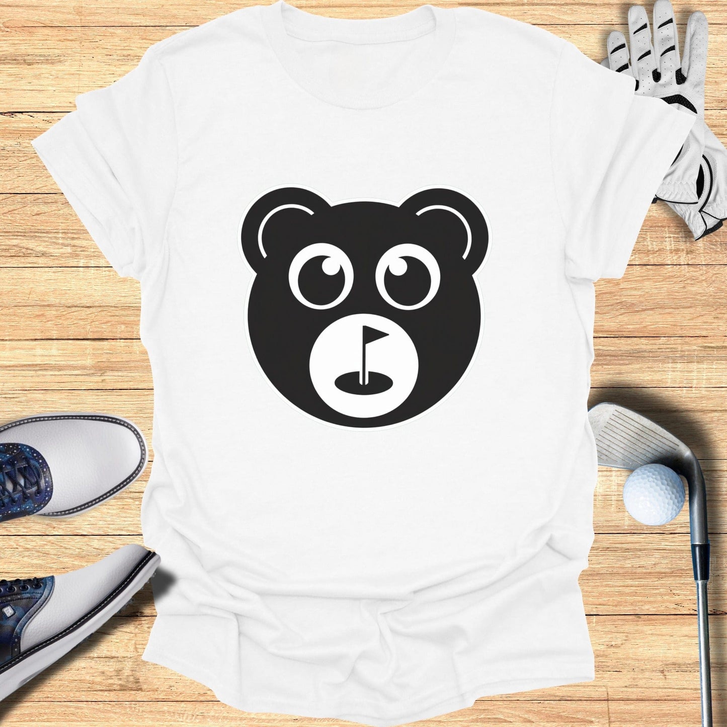 Golf Themed Bear Graphic Print T-shirt for Enthusiasts