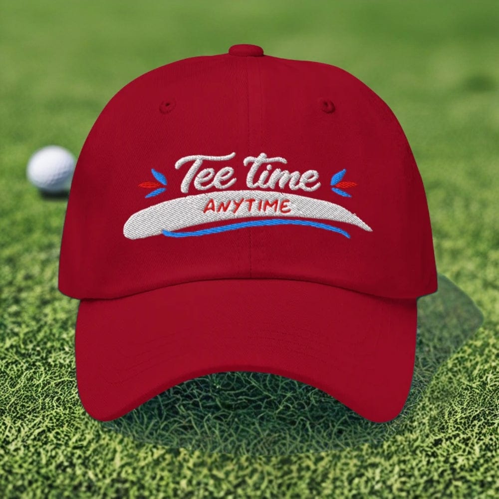 Tee Time Anytime Fun Embroidered Golf Cap - Funny Golf Tee by Swing Epic
