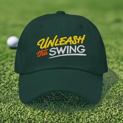 Unleash The Swing Embroidered Golf Cap - Funny Golf Tee by Swing Epic