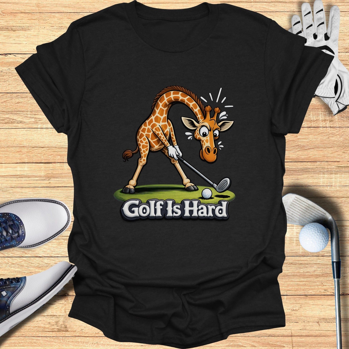 Funny Giraffe Golf Is Hard Tee Shirt Golf Product