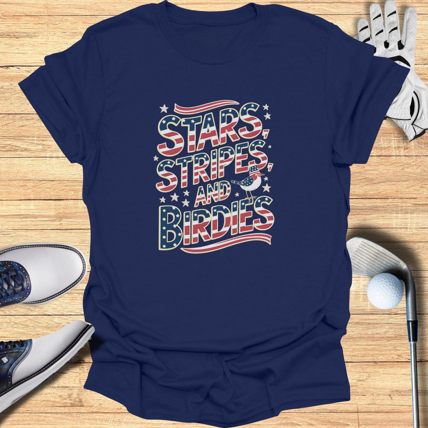 Stars Stripes And Birdies TShirt - Funny Golf Tee by Swing Epic