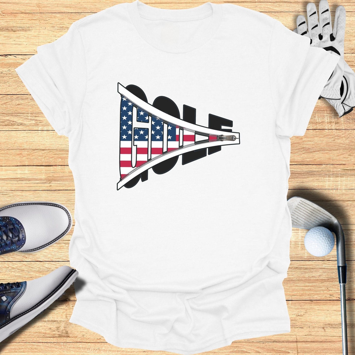 Stars and Stripes Zip T-Shirt - Funny Golf Tee by Swing Epic