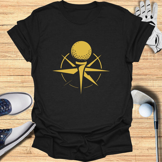 Unique Golfing Star Emblem Graphic Tee Shirt