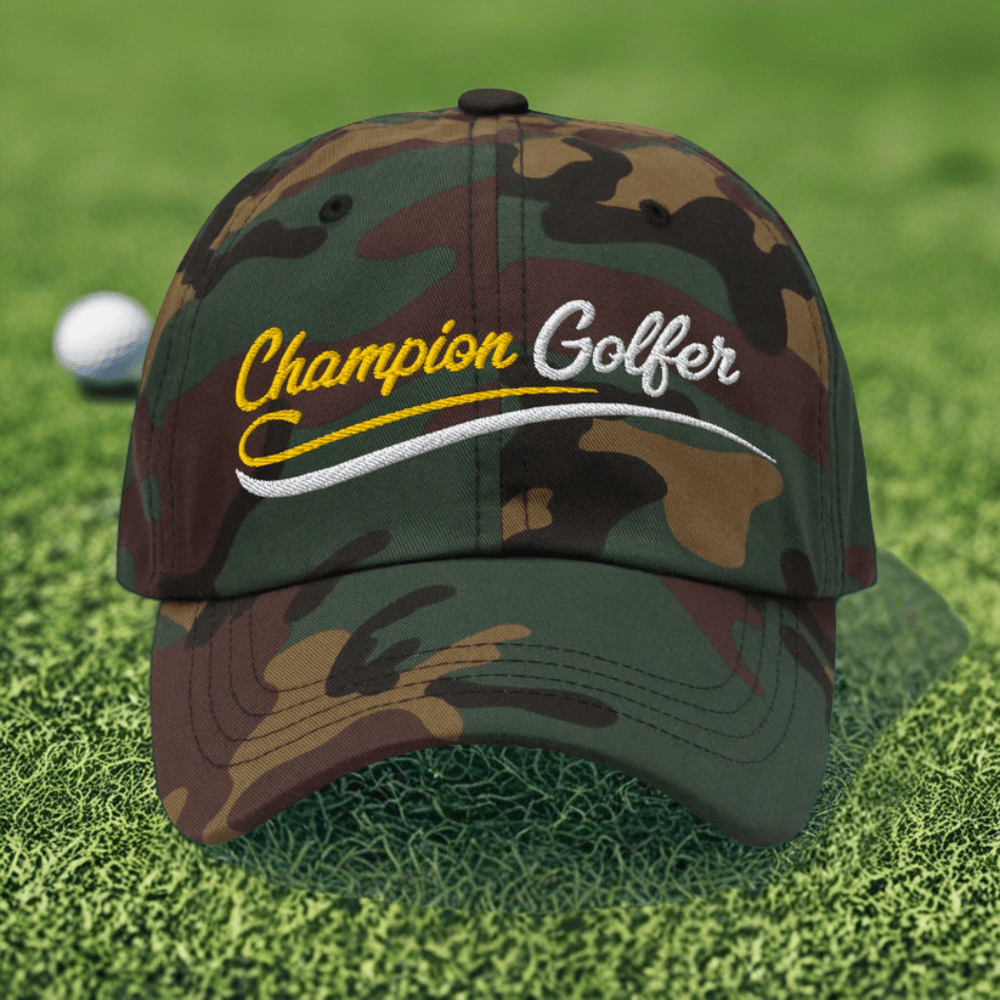 Champion Golfer Sparkling Star Fun Embroidered Golf Cap - Funny Golf Tee by Swing Epic