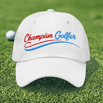 Champion Golfer Sparkling Star Fun Embroidered Golf Cap - Funny Golf Tee by Swing Epic