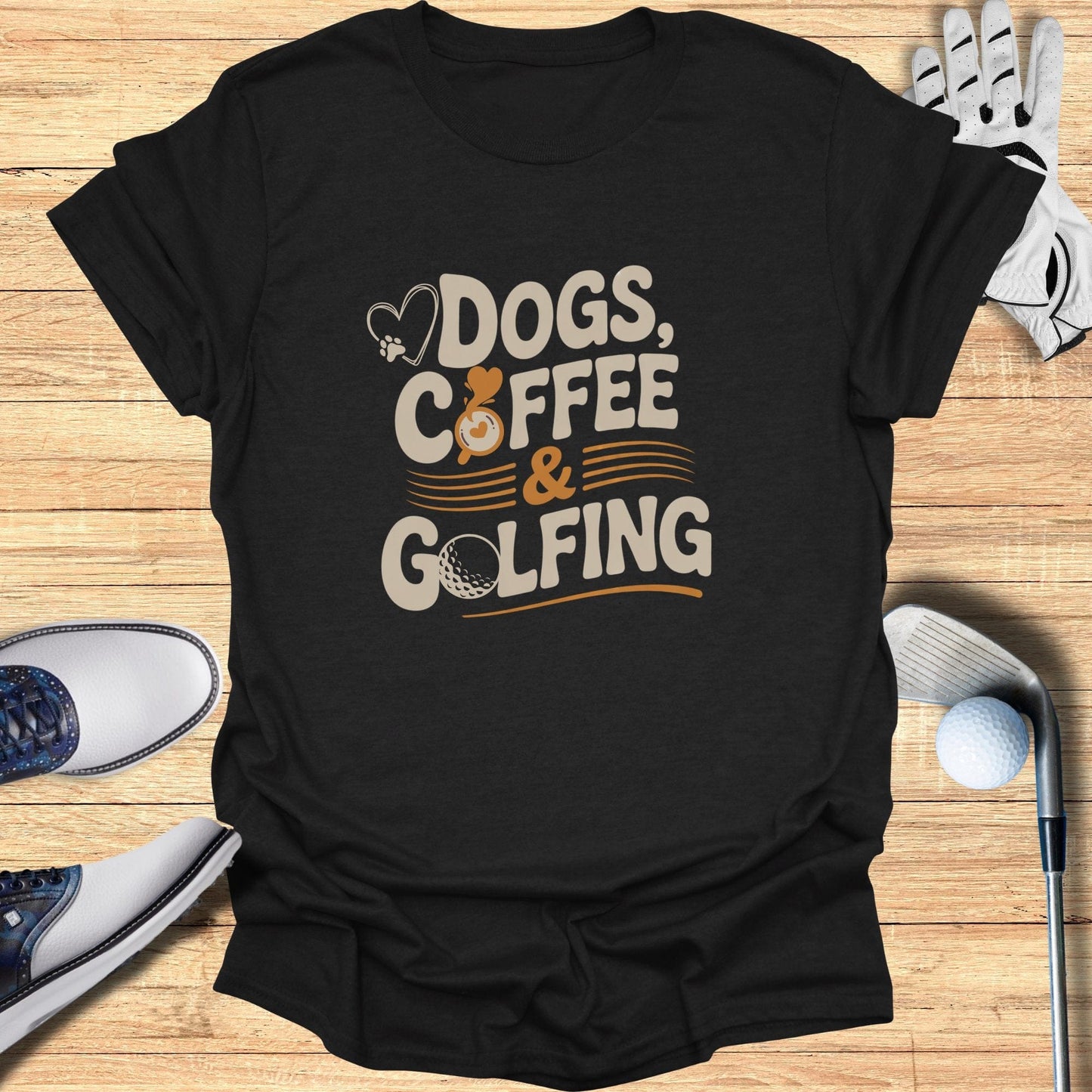 Dogs Coffee and Golfing T-Shirt - Funny Golf Tee by Swing Epic