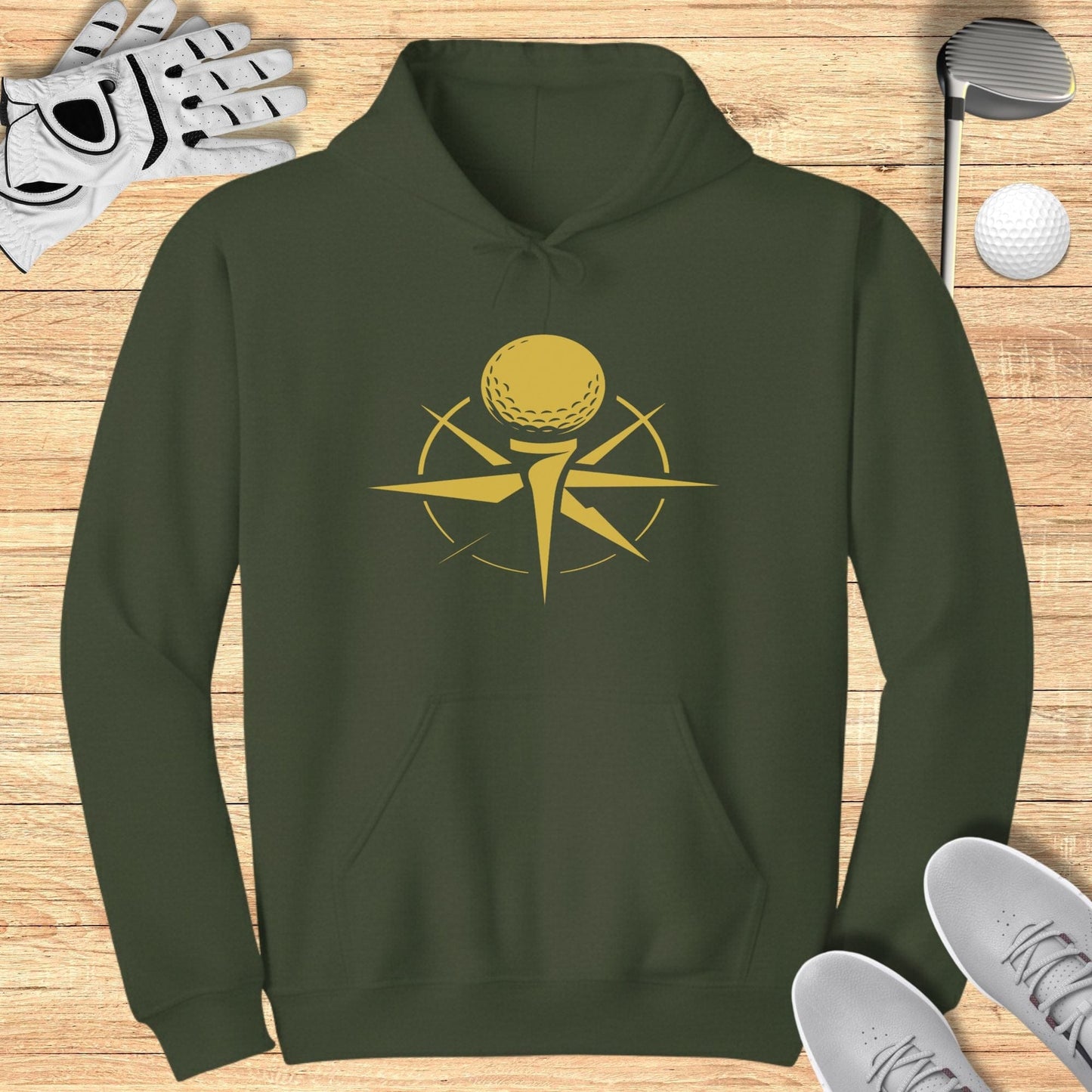 Gold Golf Ball Star Hoodie Ideal For Golf Lovers