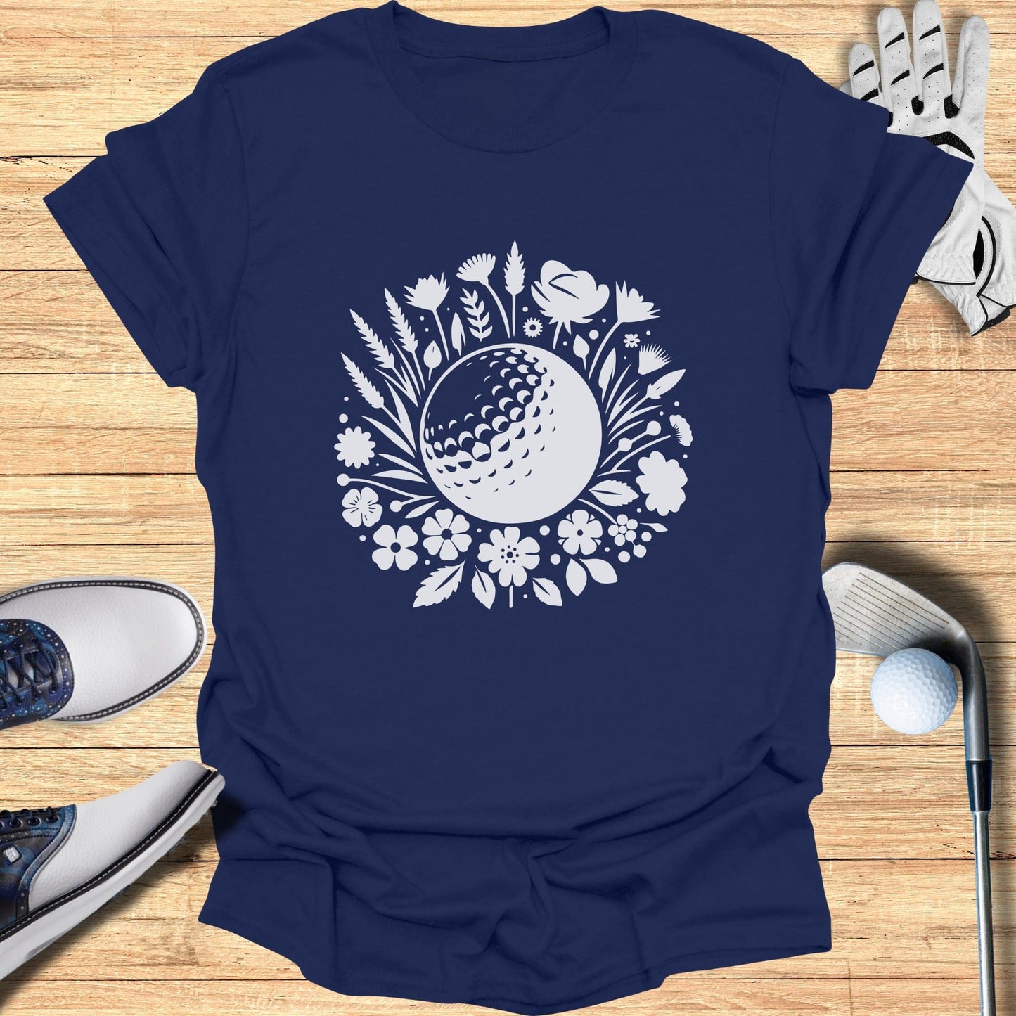 Golf Lovers Wildflower Themed Graphic T-shirt