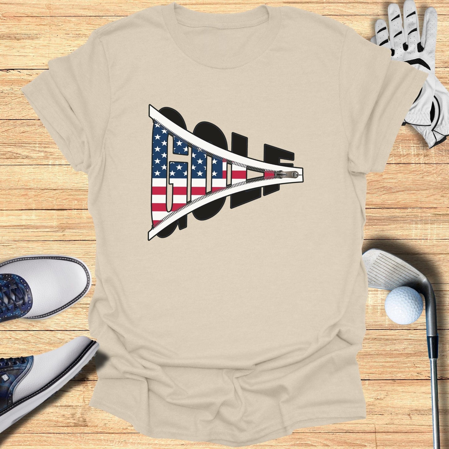 Stars and Stripes Zip T-Shirt - Funny Golf Tee by Swing Epic
