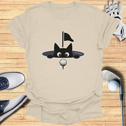 Cute Cat Peek Golfing Graphic T-Shirt for Sport Lovers