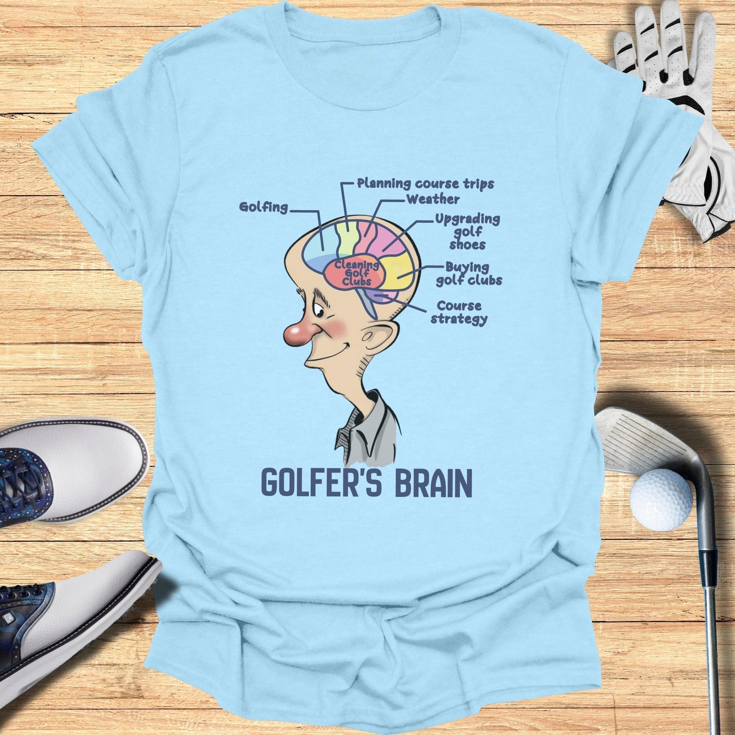 Funny Golfer's Brain Diagram Golf Enthusiast Shirt