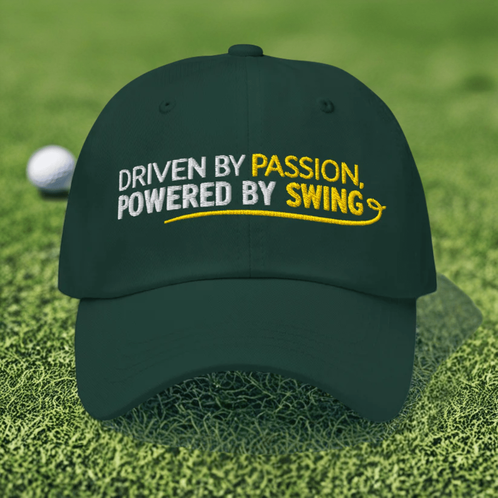 Driven by Passion Powered by Swing Embroidered Golf Cap - Funny Golf Tee by Swing Epic