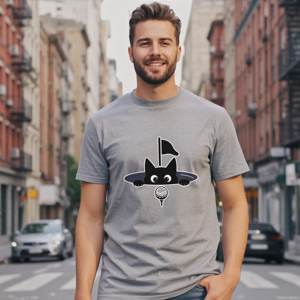 Funny Cat Playing Golf Graphic Men's T-Shirt