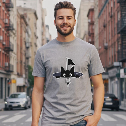 Funny Cat Playing Golf Graphic Men's T-Shirt