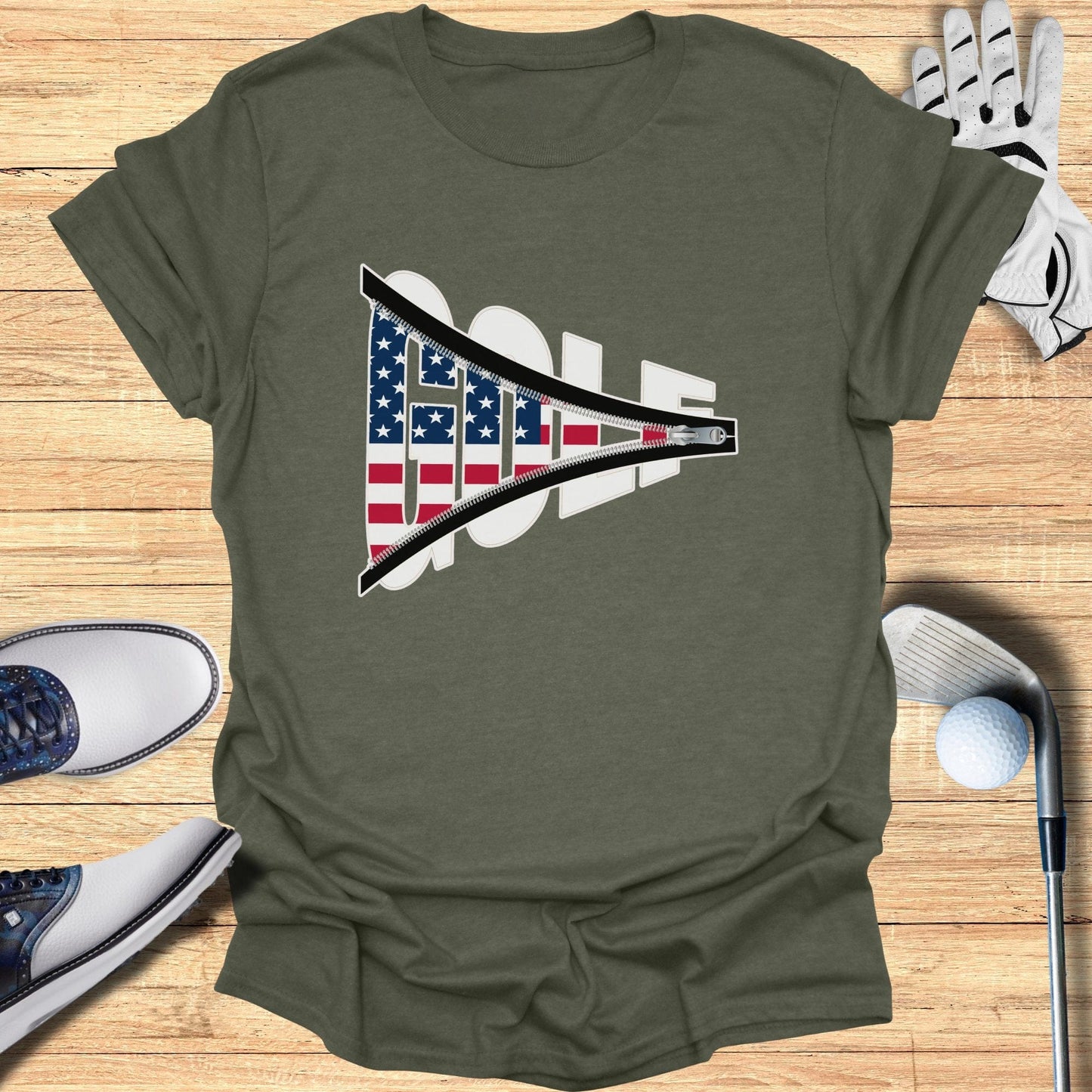 Stars and Stripes Zip T-Shirt - Funny Golf Tee by Swing Epic