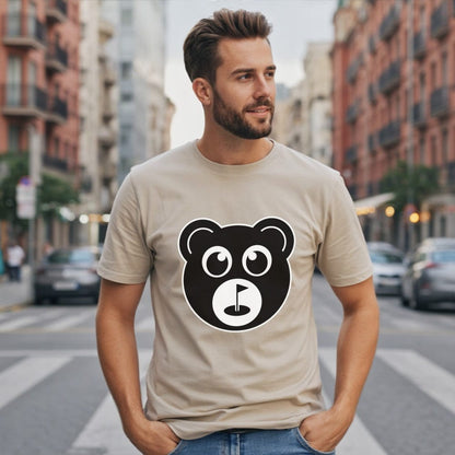 Cartoon Bear Print Tee with Fun Musical Note