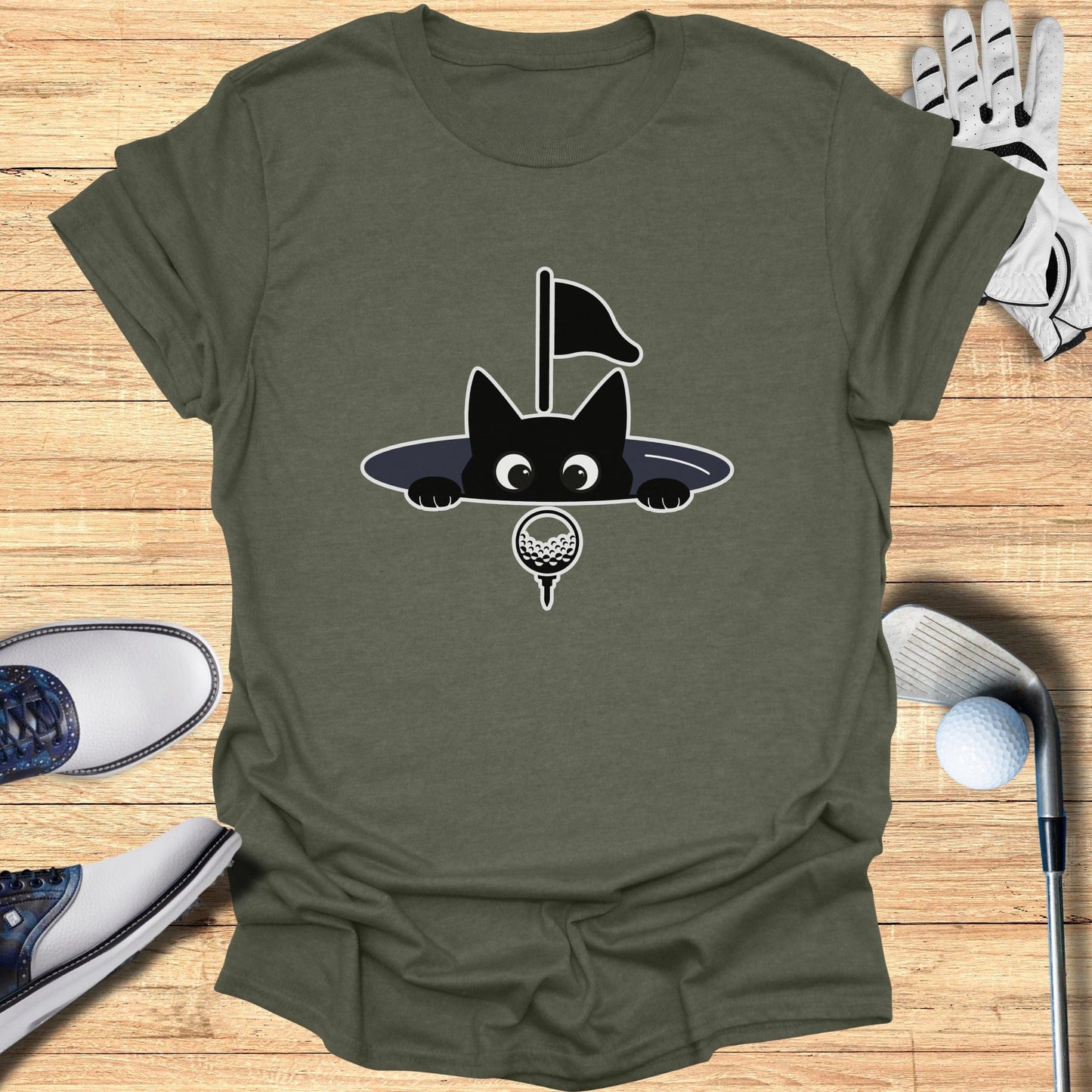 Adorable Cat Playing Golf Graphic Tee product