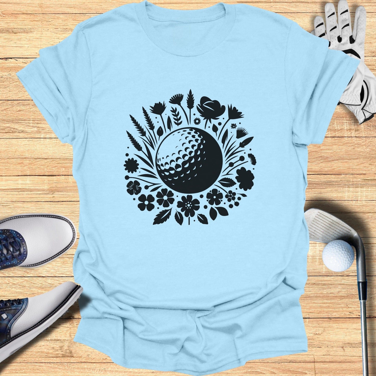 Golf Themed Floral Graphic Design Tee