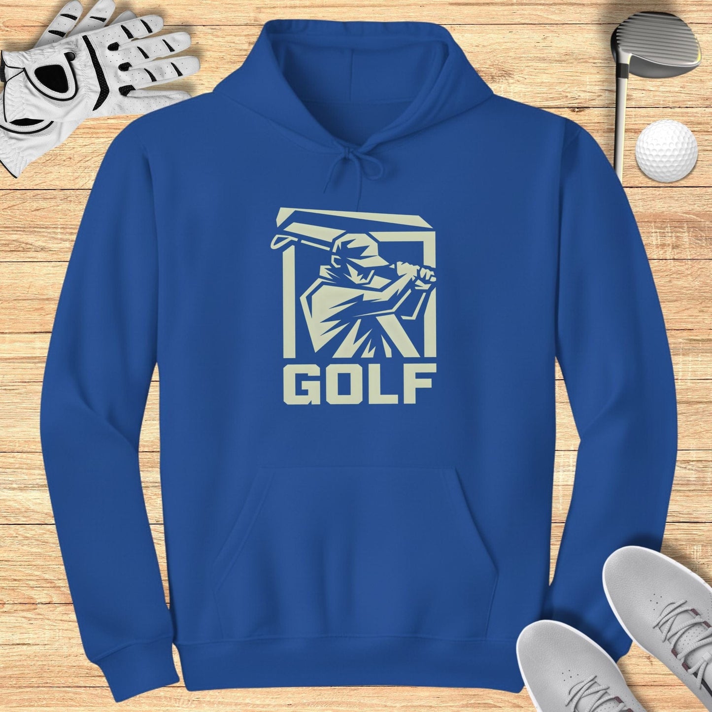 Bold Blue Hoodie with Golf Graphic Design for Enthusiasts