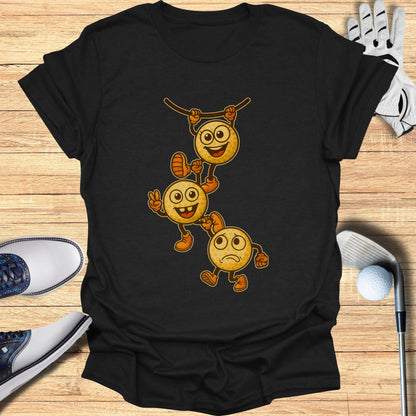 Fun Cartoon Characters Design Black T-shirt