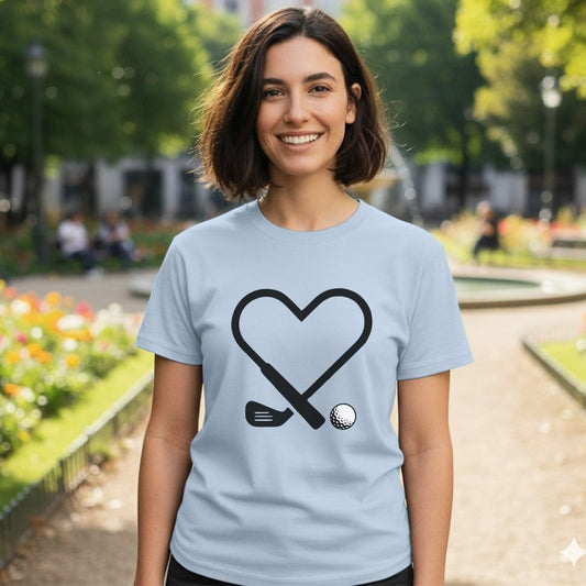 Heart Shaped Golf Putter with Ball Graphic T-Shirt