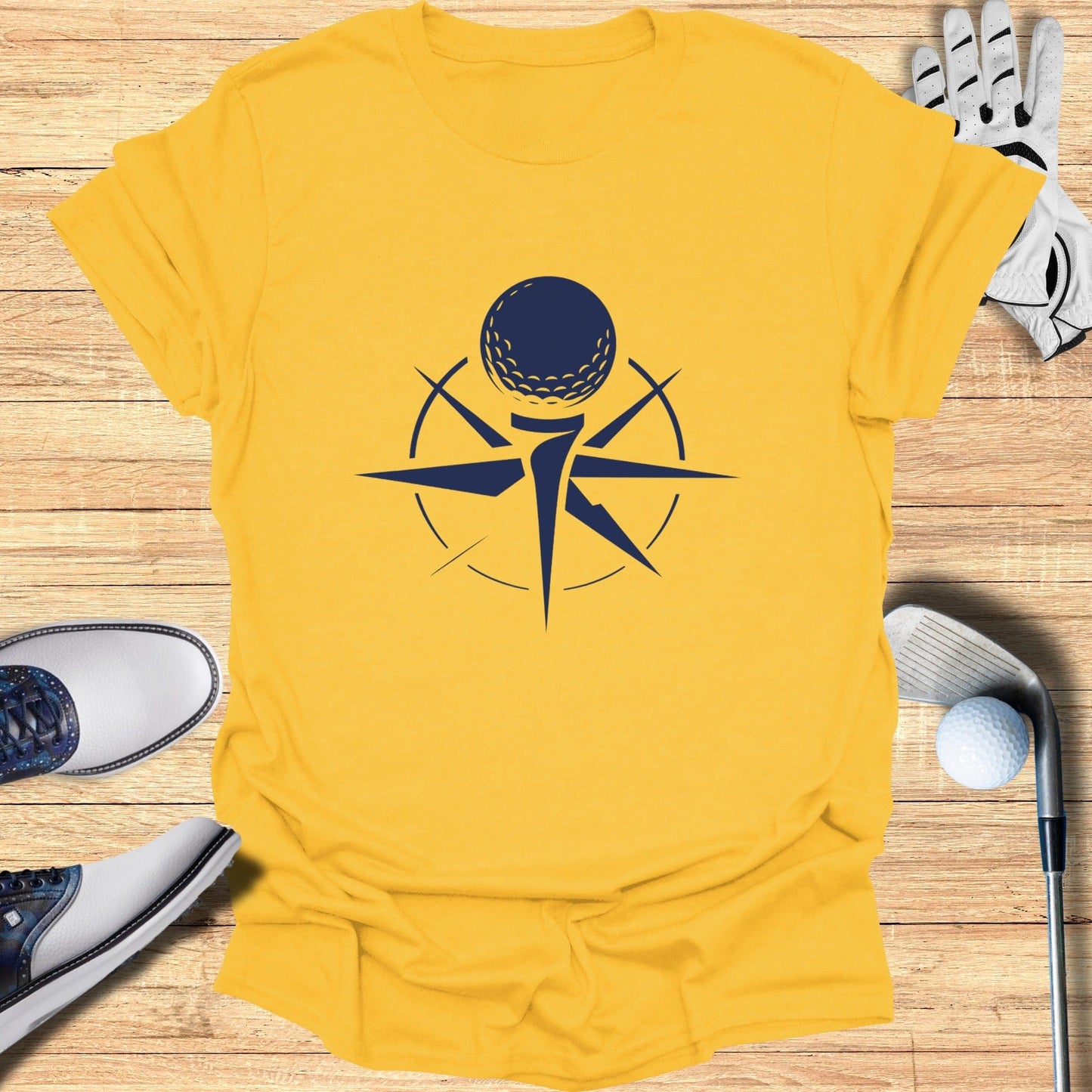 Stylish Yellow Tee with Modern Golf Design