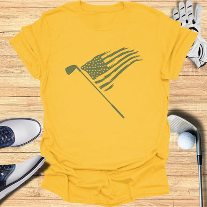 American Flag and Golf Club Graphic T-Shirt