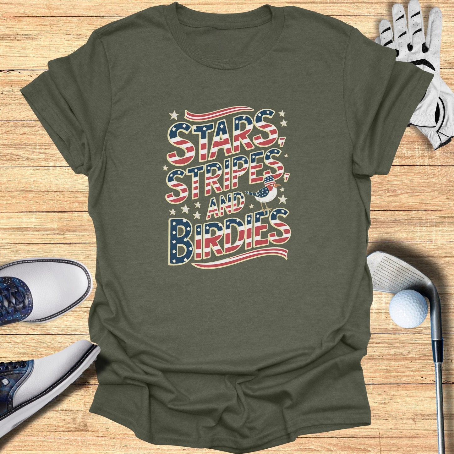 Stars Stripes And Birdies TShirt - Funny Golf Tee by Swing Epic