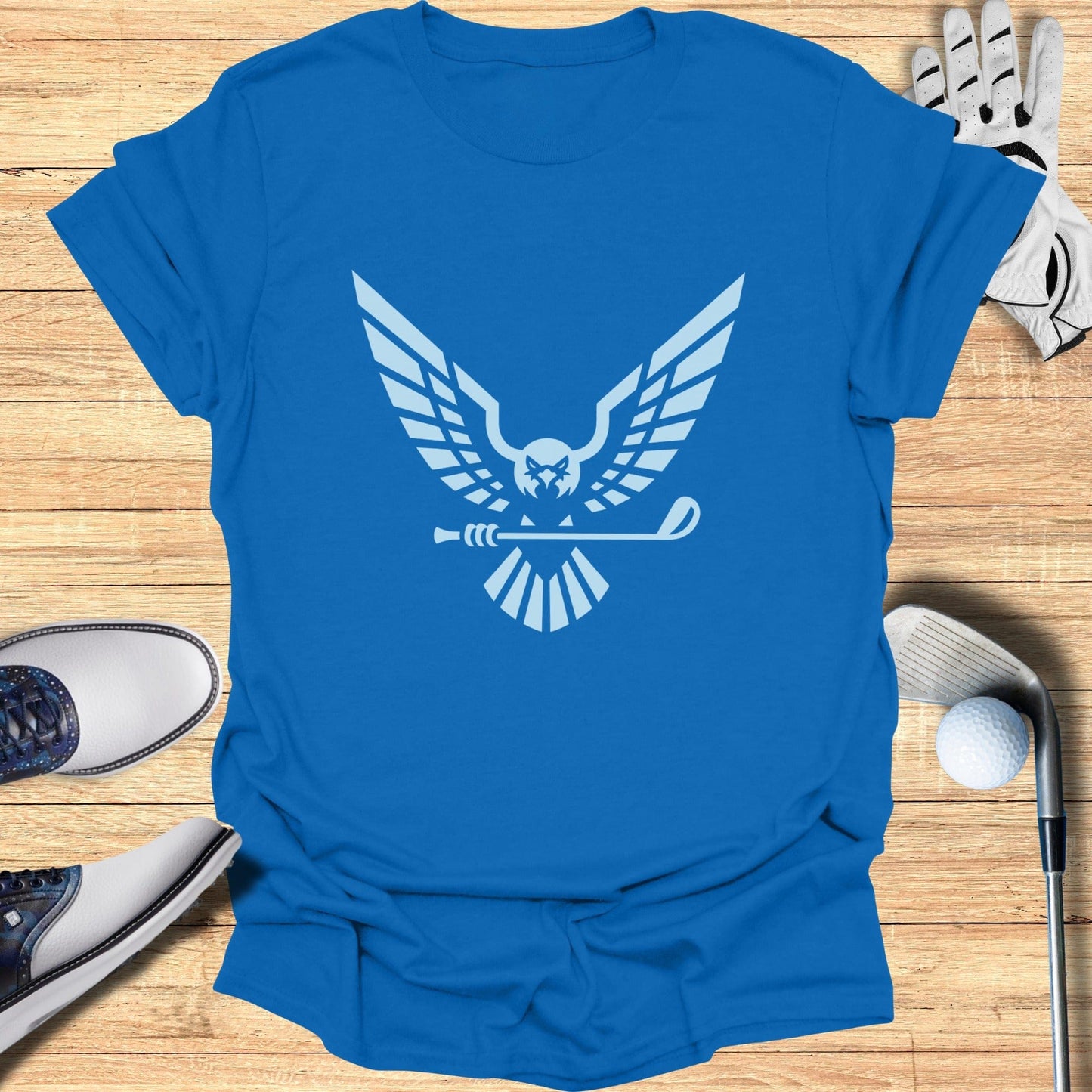 Blue Shirt with Stylish Eagle Golf Design