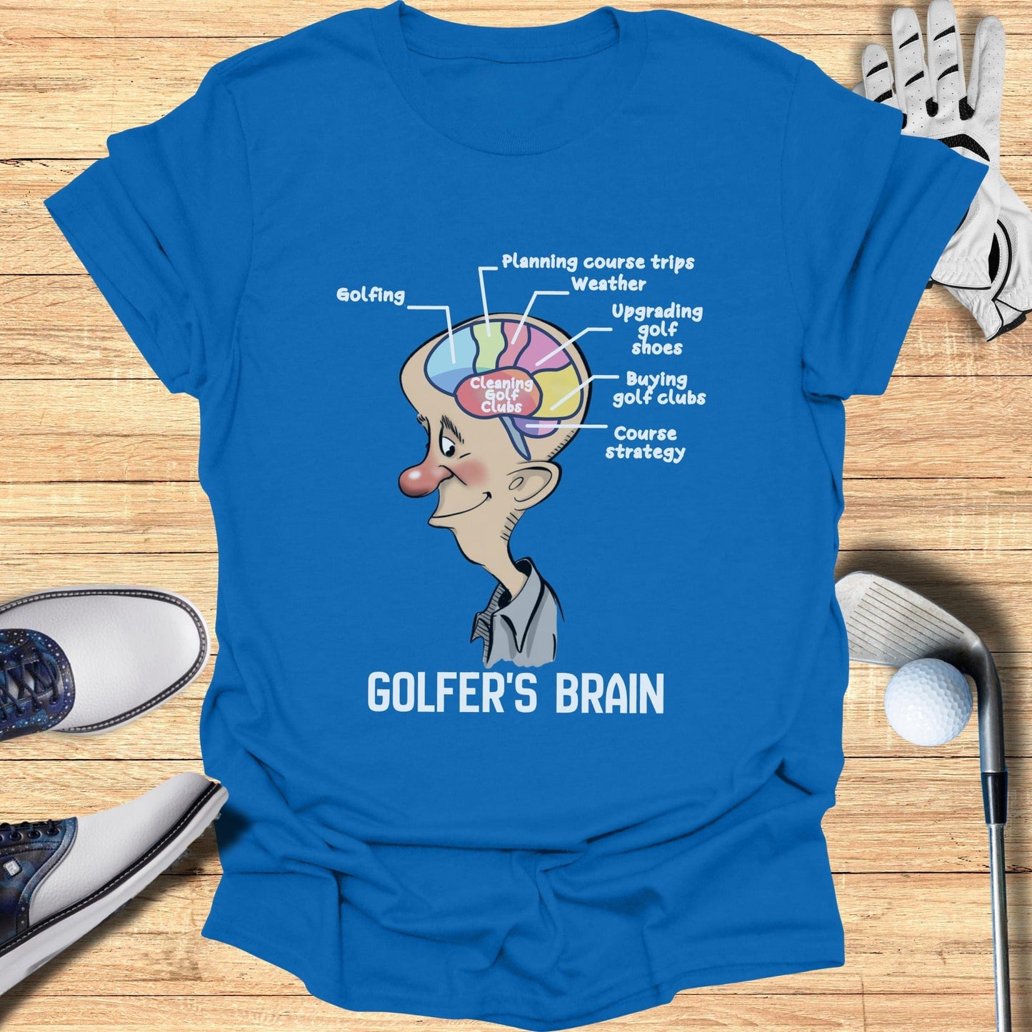 Funny Golfer's Brain Diagram Tee for Golf Enthusiasts