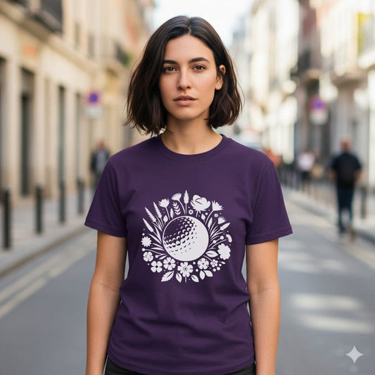 Floral Golf Ball Graphic Tee Shirt