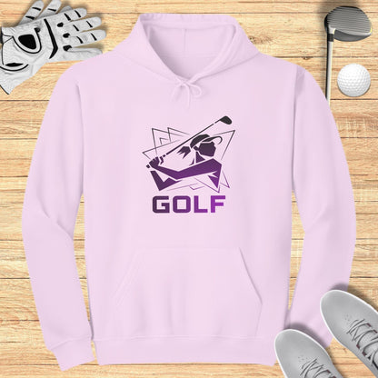 Stylish Pink Hoodie with Modern Golf Graphic Design