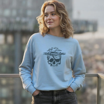 Edgy Skull and Clouds Printed Long Sleeve Top