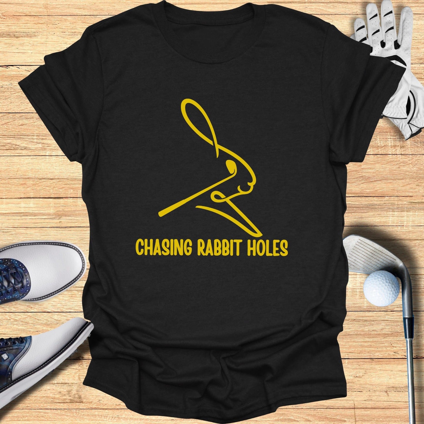 Chasing Rabbit Holes T-Shirt Perfect for Golf Enthusiasts