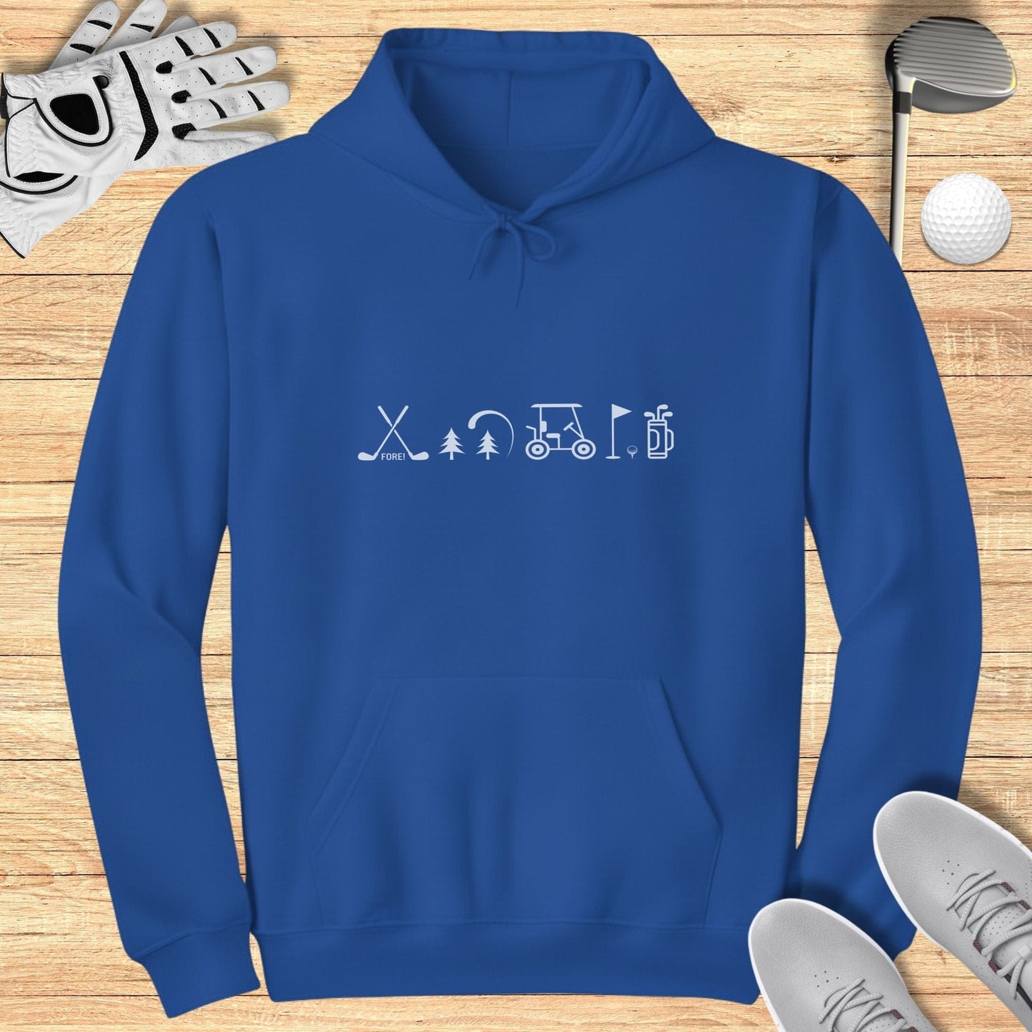 Fun Golf Icons Design Blue Hooded Sweatshirt Product