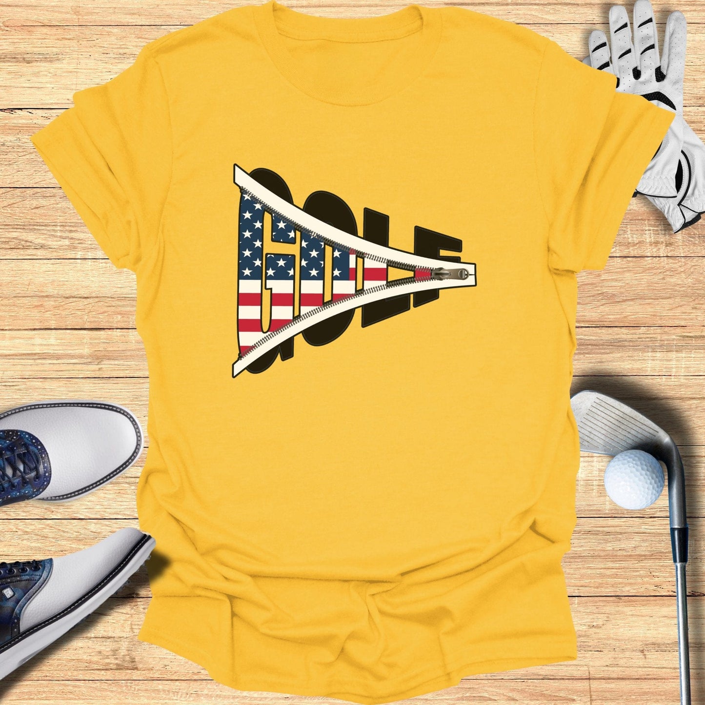 Stars and Stripes Zip T-Shirt - Funny Golf Tee by Swing Epic