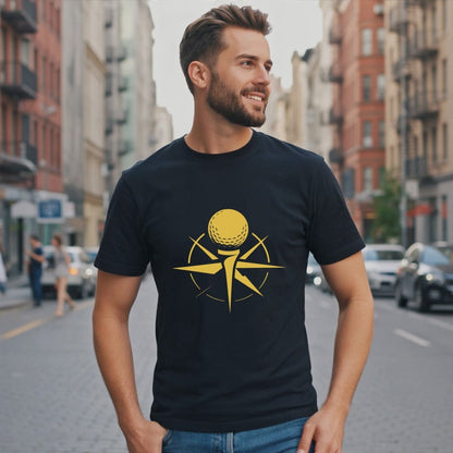 Stylish Black Tee with Unique Golf Design Shirt
