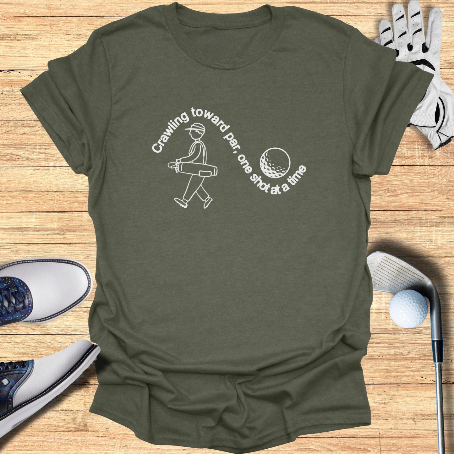 Crawling Toward Par T-Shirt - Funny Golf Tee by Swing Epic