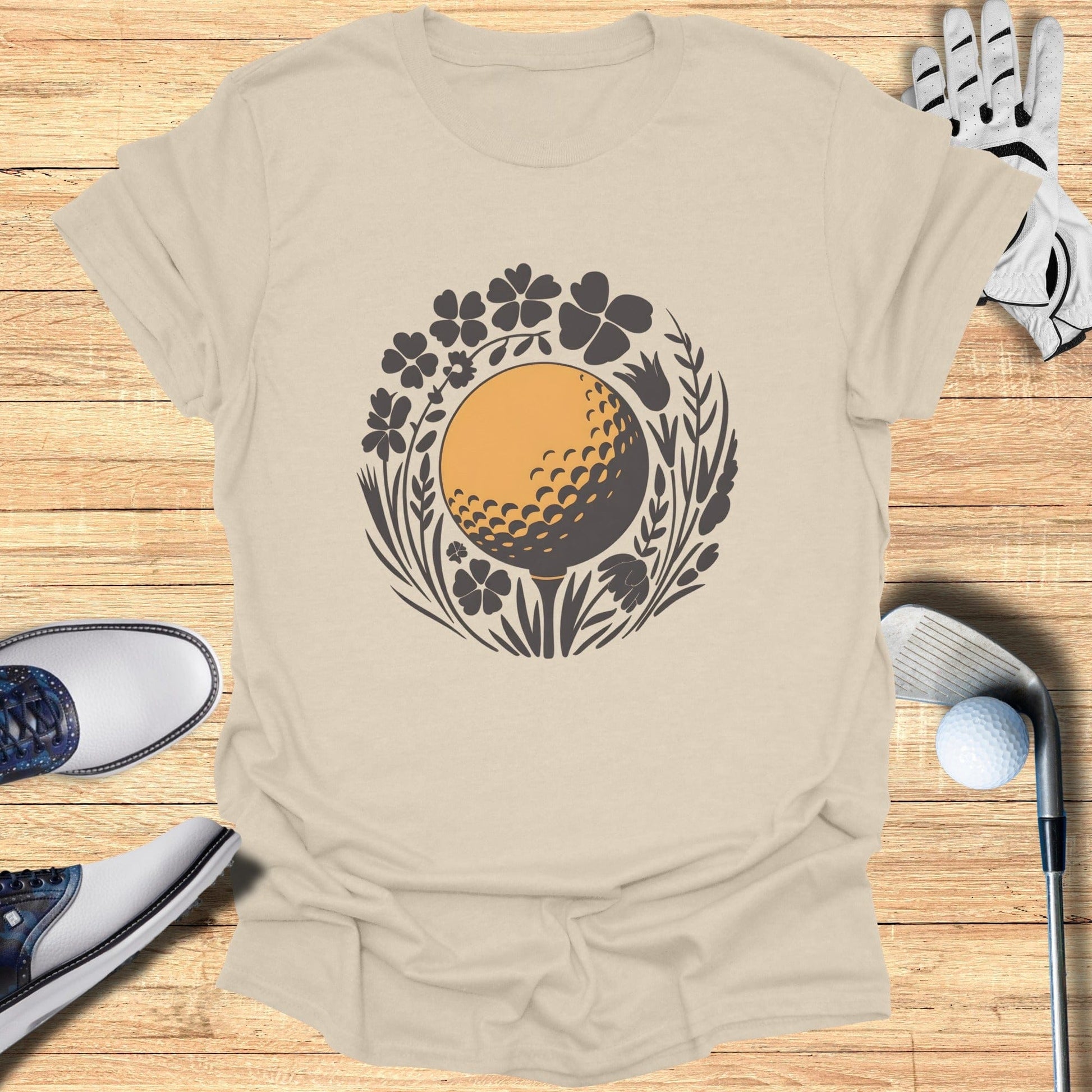 Floral Golf Ball Art T-Shirt Perfect for Golfers