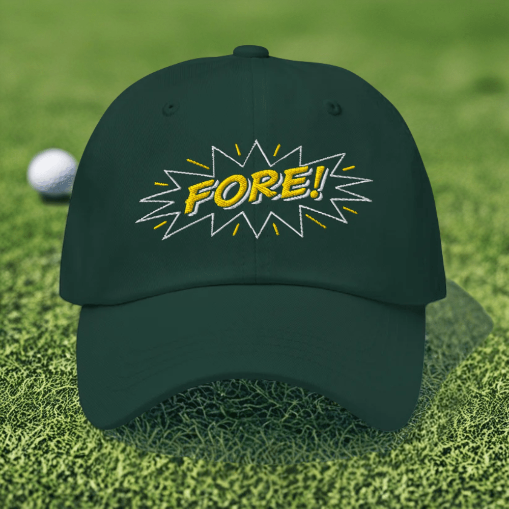 FORE! Quirky and Fun Embroidered Golf Cap - Funny Golf Tee by Swing Epic