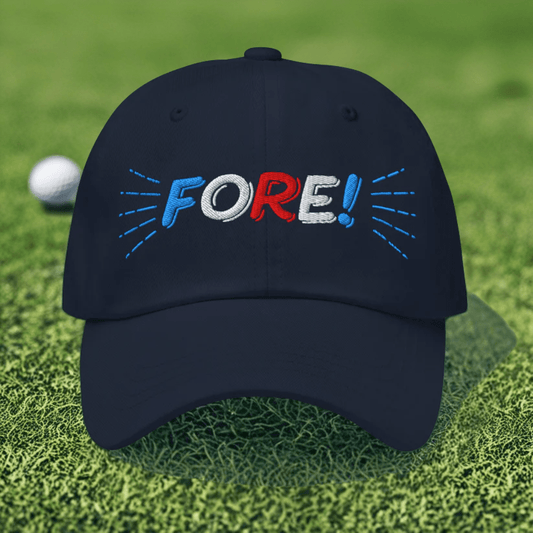FORE! Quirky Embroidered Golf Cap - Funny Golf Tee by Swing Epic