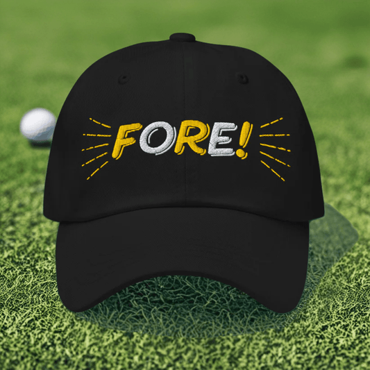FORE! Quirky Embroidered Golf Cap - Funny Golf Tee by Swing Epic